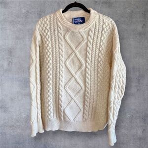Aelfric Eden Unisex‎ Beige Cable-Knit Crewneck Sweater Size M